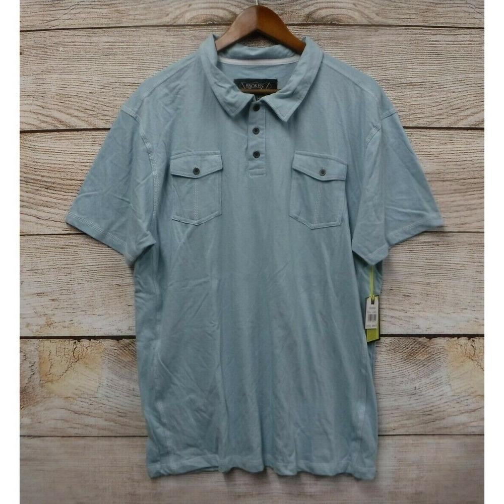 Broken Threads Polo Shirt Mens Size 2X Sky Blue Slim Fit Knit Polo Shirt New